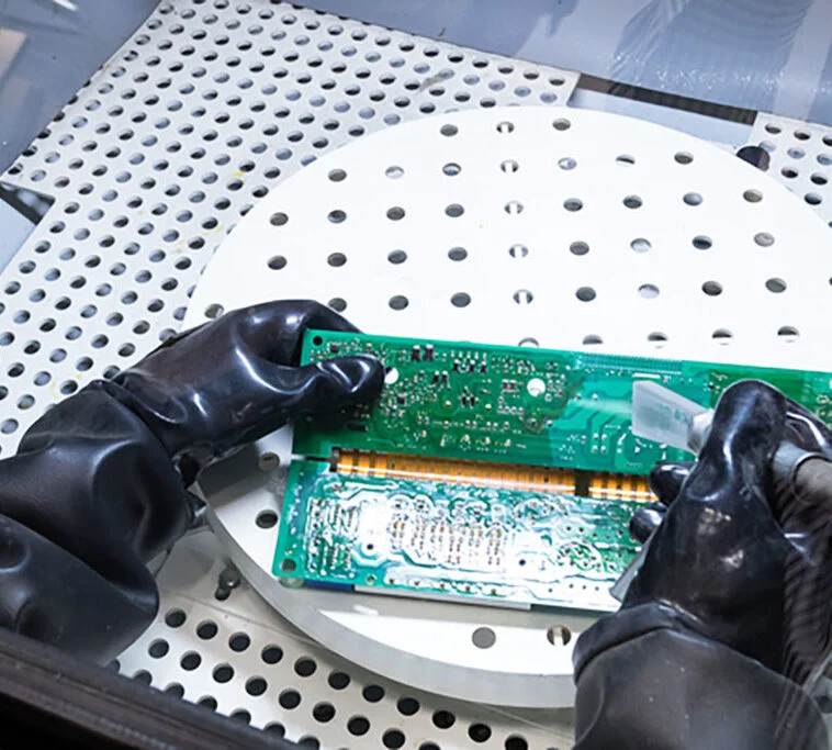 Droogijsstralen in de elektronica en besturingen
